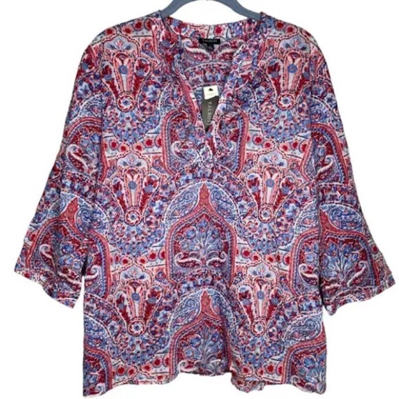 Red & Blue Talbots Blouse - EUC - Picture 1 of 12